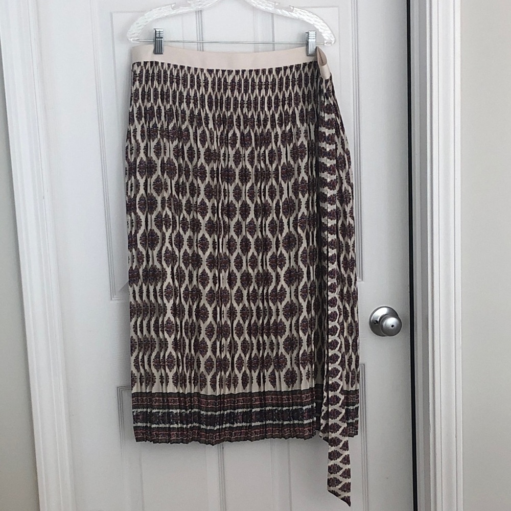 Madewell Cream and Floral foulard Patterned Midi Skirt